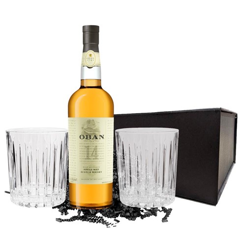 Oban 14 Year Old Single Malt Scotch Whisky 70cl And Nouveau Tumblers Gift Set
